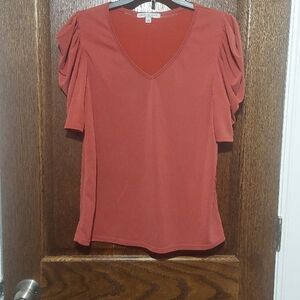 Women's Rust V-Neck Top